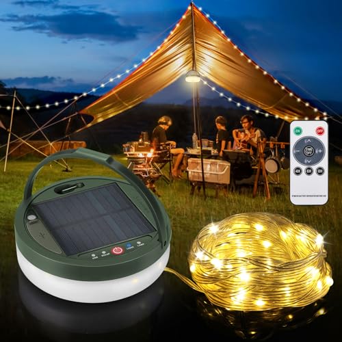 Anpro 39.4Ft Solar Camping String Light with Remote