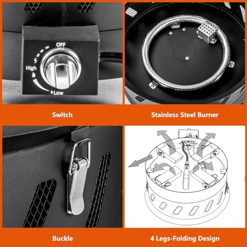 Portable 17.3" Propane Fire Pit Bowl for Camping