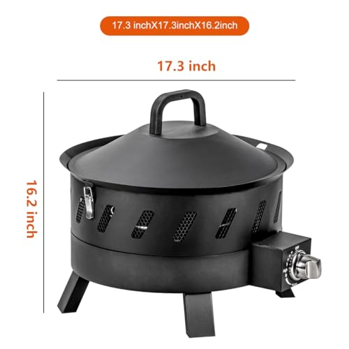 Portable 17.3" Propane Fire Pit Bowl for Camping
