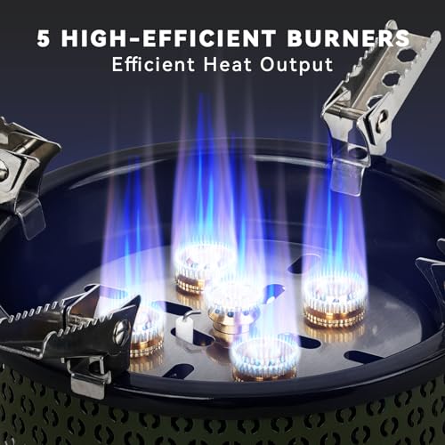 ONLYFIRE Portable Camping Gas Stove, 5 Burners, Green