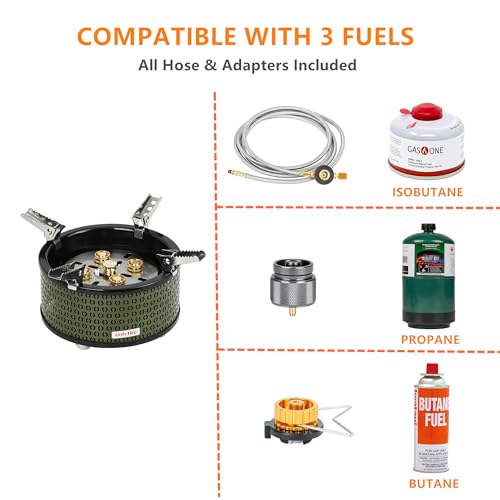 ONLYFIRE Portable Camping Gas Stove, 5 Burners, Green
