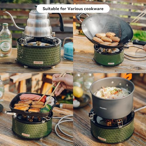 ONLYFIRE Portable Camping Gas Stove, 5 Burners, Green