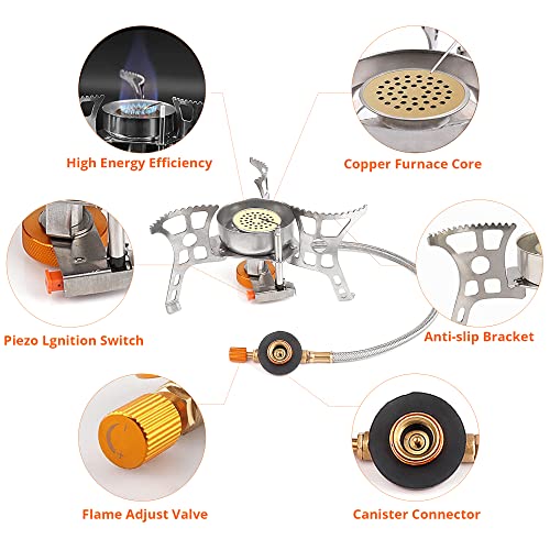 RIDEIWAKE Portable Camping Stove - Piezo Ignition - 3900W