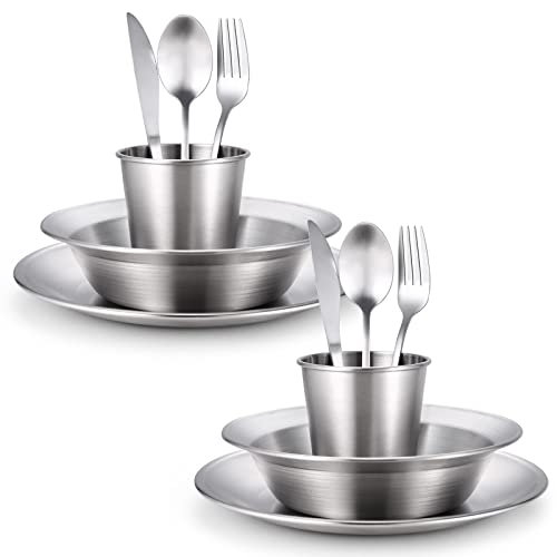 Odoland Stainless Steel Camping Cookware Set for Outdoor Meals