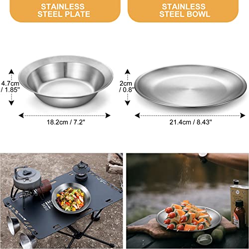 Odoland Stainless Steel Camping Cookware Set for Outdoor Meals