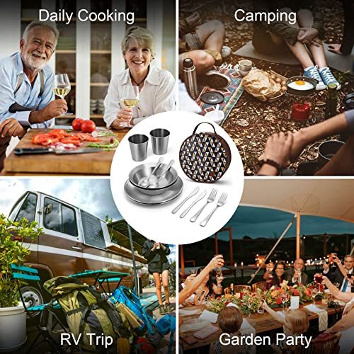 Odoland Stainless Steel Camping Cookware Set for Outdoor Meals