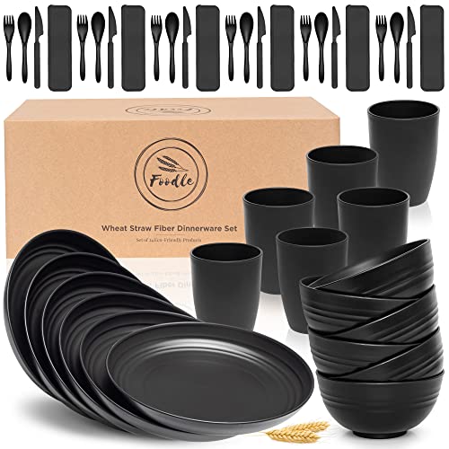 Wheat Straw Dinnerware Set for 6 - Lightweight, Unbreakable