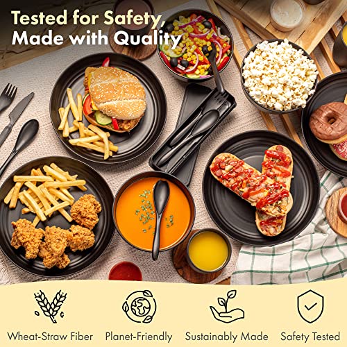 Wheat Straw Dinnerware Set for 6 - Lightweight, Unbreakable