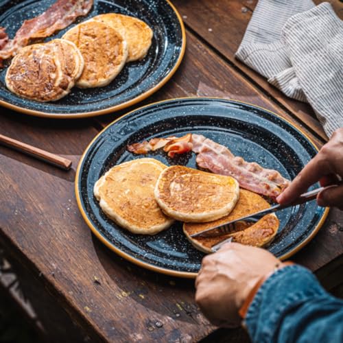 12-Piece Granite Ware Outdoor Dining Set: Plates, Bowls, Mugs