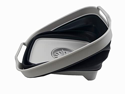 Set of 2 Collapsible 7.5L Plastic Dishpans with Drain Plug