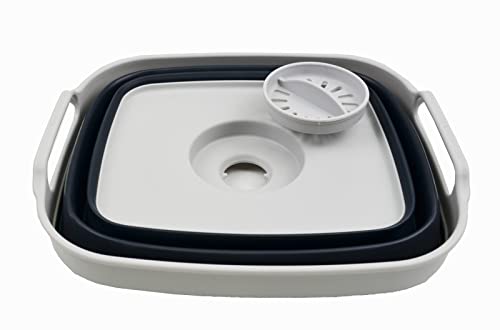 Set of 2 Collapsible 7.5L Plastic Dishpans with Drain Plug