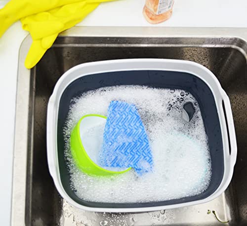 Set of 2 Collapsible 7.5L Plastic Dishpans with Drain Plug