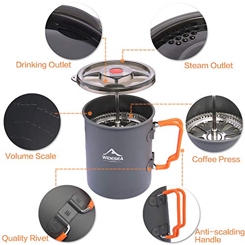 750ML Camping Coffee Pot with French Press Maker