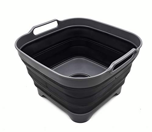 SAMMART Collapsible 10L Dishpan with Draining Plug