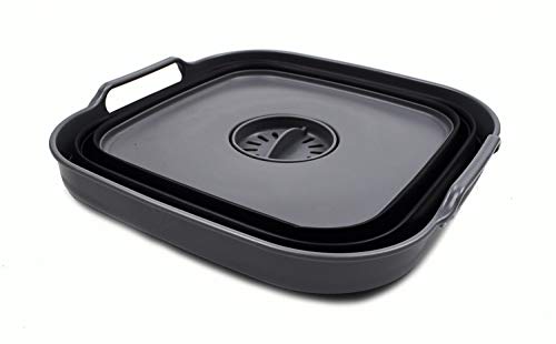 SAMMART Collapsible 10L Dishpan with Draining Plug
