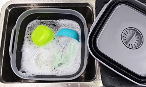 SAMMART Collapsible 10L Dishpan with Draining Plug