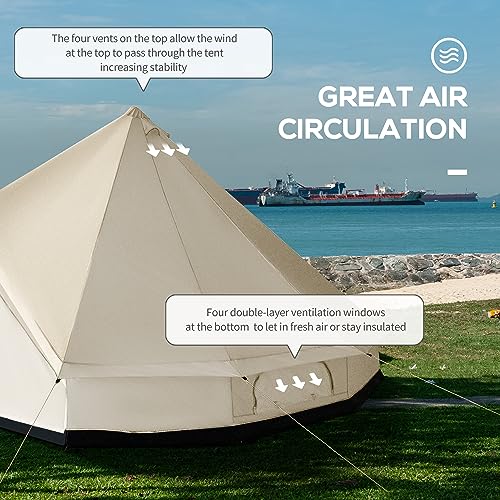 Outsunny 10-Person Glamping Yurt Bell Tent, Waterproof 16