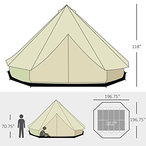 Outsunny 10-Person Glamping Yurt Bell Tent, Waterproof 16