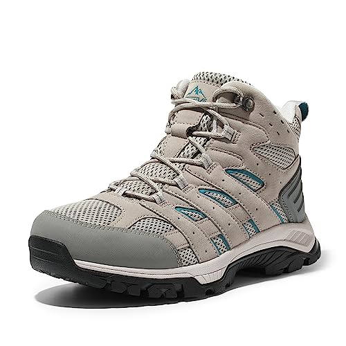 NORTIV 8 Women's Waterproof Hiking Boots - Light Grey