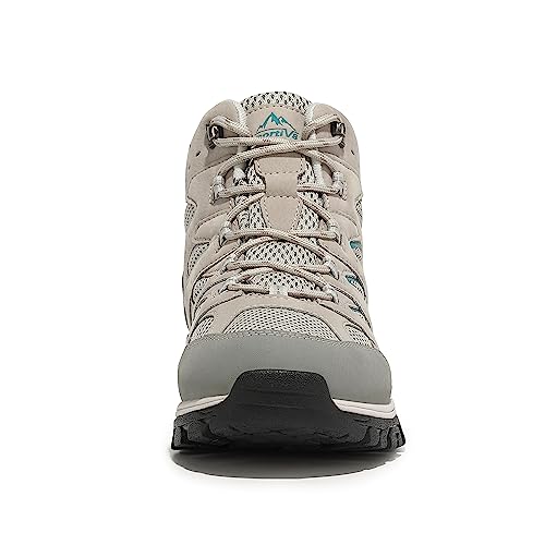 NORTIV 8 Women's Waterproof Hiking Boots - Light Grey
