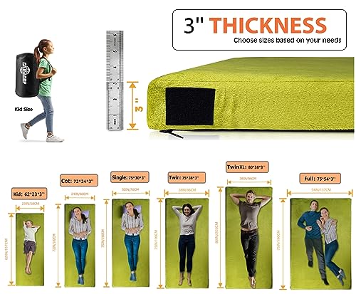 Gaialoop 3 Inch Memory Foam Camping Mattress Pad
