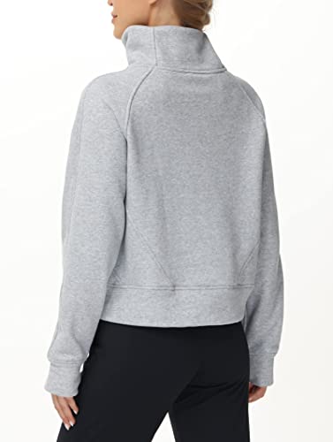 Women's Half Zip Fleece Pullover Crop Sweatshirt