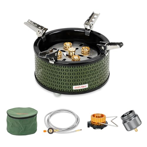 ONLYFIRE Portable Camping Gas Stove, 5 Burners, Green