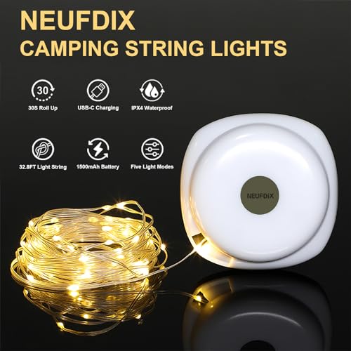 Outdoor Camping Lantern String Lights, 32.8ft Waterproof IPX4