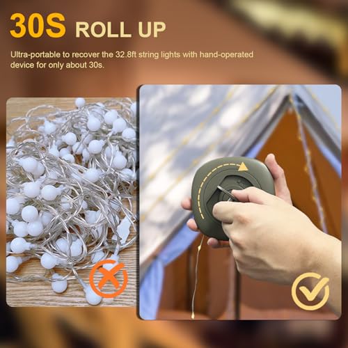 Outdoor Camping Lantern String Lights, 32.8ft Waterproof IPX4