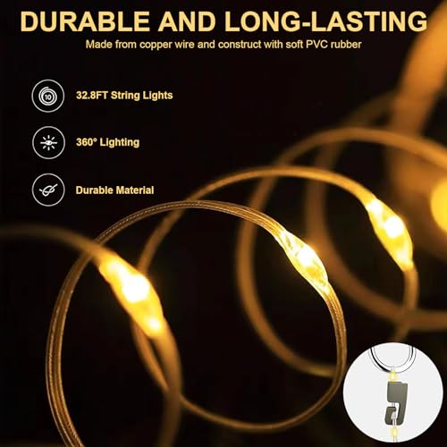 Outdoor Camping Lantern String Lights, 32.8ft Waterproof IPX4