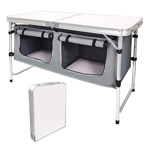 Aluminum Folding Camp Table for Outdoor Travel, White