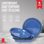 Red Co. 4 Enamelware Metal Camping Plates, 10", Blue/Black