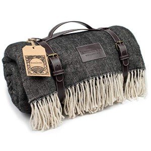 Large Waterproof Picnic Blanket | Leather Carrier | Grey
