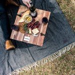 Large Waterproof Picnic Blanket | Leather Carrier | Grey