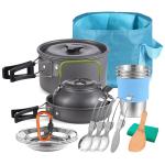 TOMSHOO 22pcs Camping Cookware Mess Kit for Outdoor