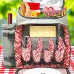 Deluxe Picnic Backpack for 4: Insulated, Gourmet Set