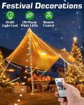 Anpro 39.4Ft Solar Camping String Light with Remote