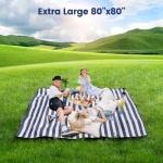 80”x 80” Waterproof Picnic Blanket for Camping & Beach
