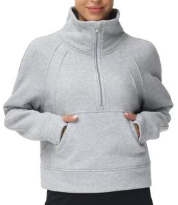 Women's Half Zip Fleece Pullover Crop Sweatshirt