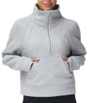 Women's Half Zip Fleece Pullover Crop Sweatshirt