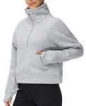 Women's Half Zip Fleece Pullover Crop Sweatshirt