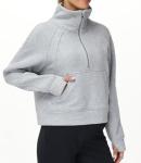 Women's Half Zip Fleece Pullover Crop Sweatshirt