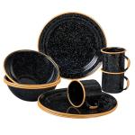 12-Piece Granite Ware Outdoor Dining Set: Plates, Bowls, Mugs