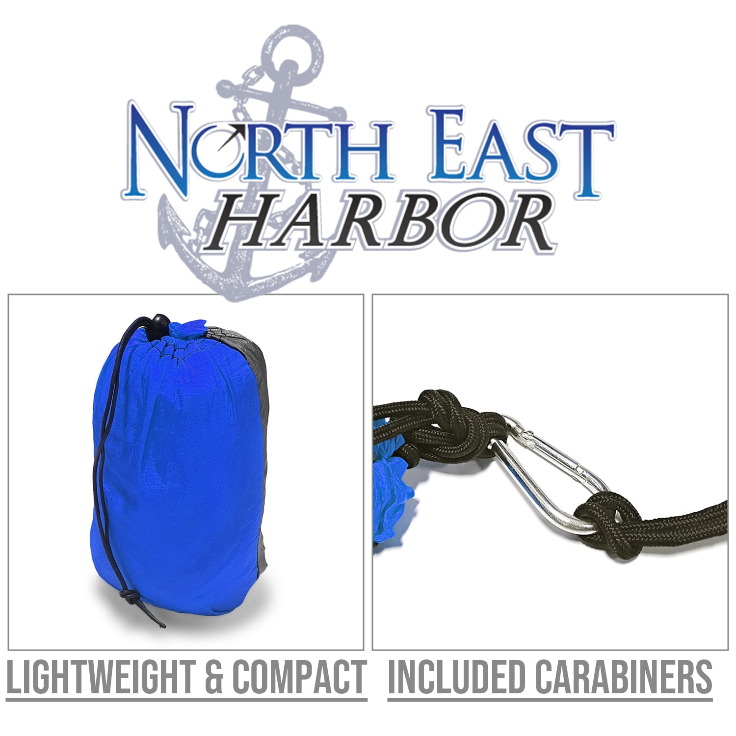 NEH Portable Camping Hammock for Two, Carabiners, Bag