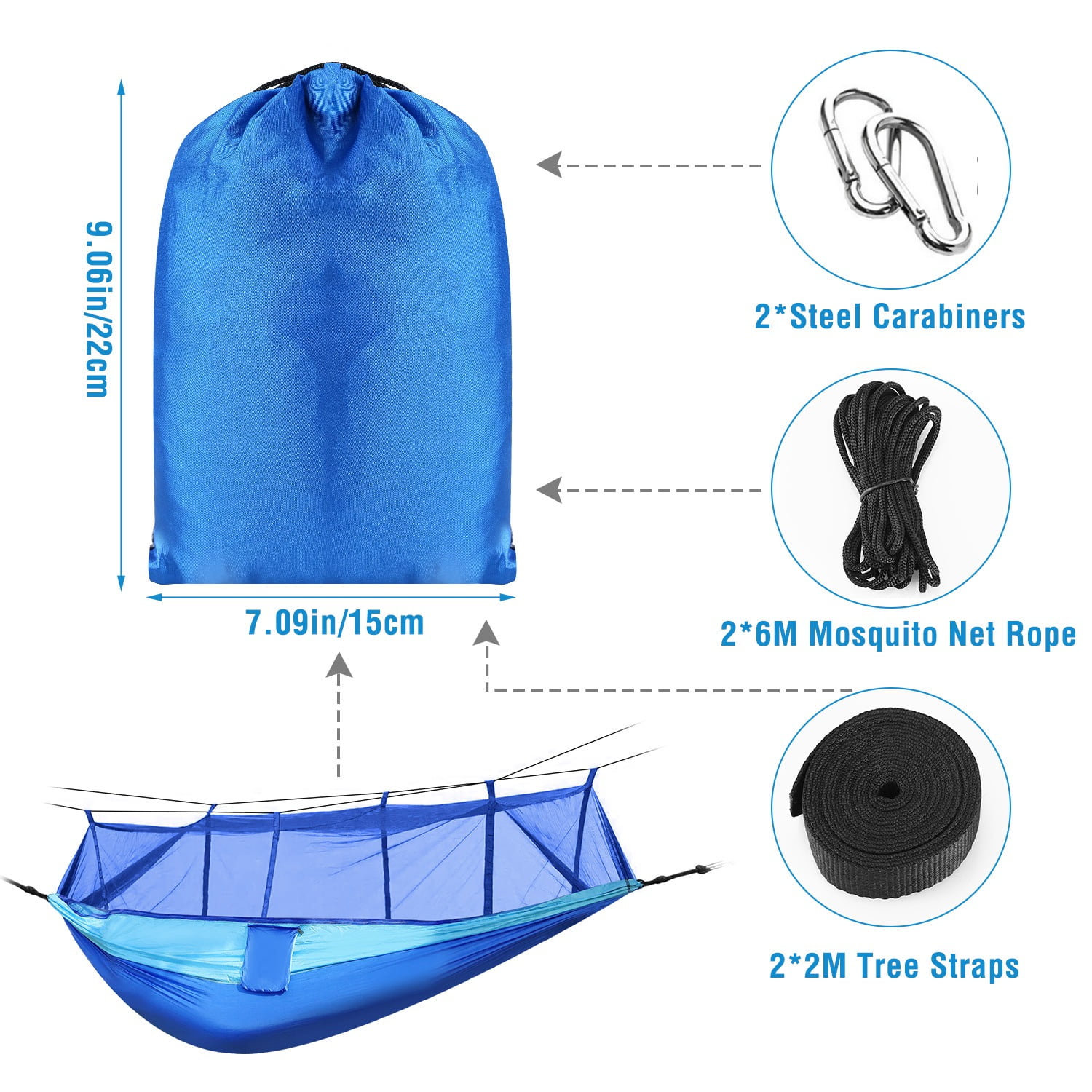 Double Camping Hammock with Mosquito Net- 600 lbs