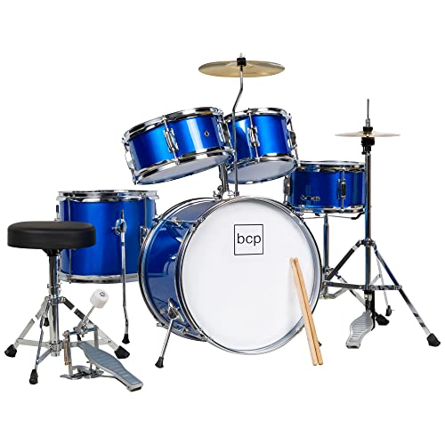 Kids 5-Piece Drum Kit with Cymbals & Pedal - Blue