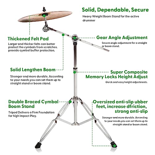 2Pack Adjustable Double Braced Cymbal Stand for Drum Kits