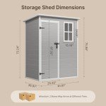Gizoon 5x3 FT Grey Resin Outdoor Storage Shed