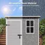 Gizoon 5x3 FT Grey Resin Outdoor Storage Shed