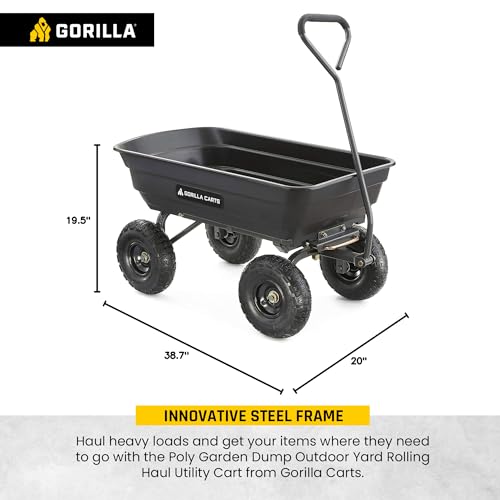Gorilla Carts Poly Garden Dump Cart, 600 lb Capacity